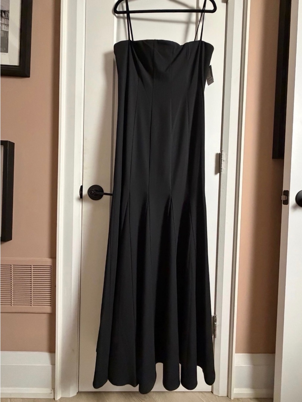 STAUD Black Strapless Maxi Dress with Spaghetti Straps